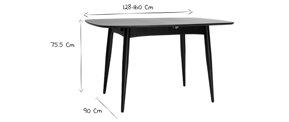 Table à manger extensible finition noyer L130-160 cm NORDECO