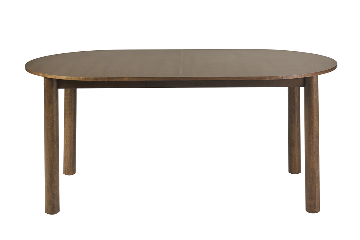 Table extensible ovale en bois fonc� noyer, vue de profil