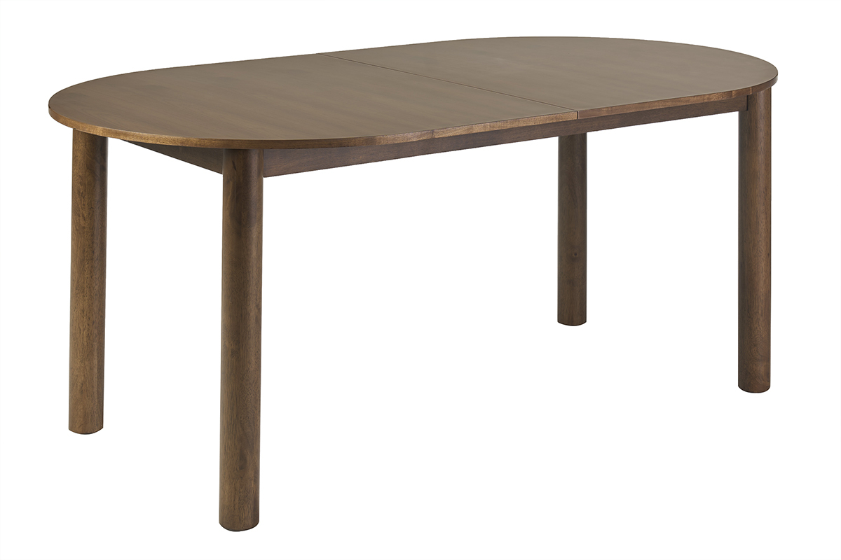 Table extensible ovale en bois fonc� noyer, vue de trois quarts