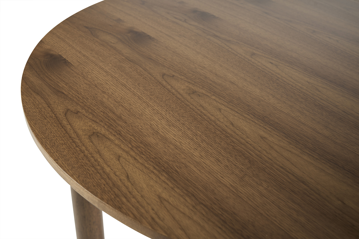 Vue du plateau de la table extensible ovale en bois fonc� noyer CLAUDIE