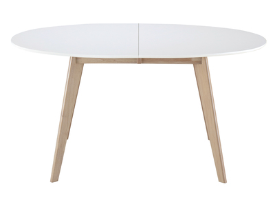 Table à manger extensible ovale blanche et bois clair L150-200 cm LEENA
