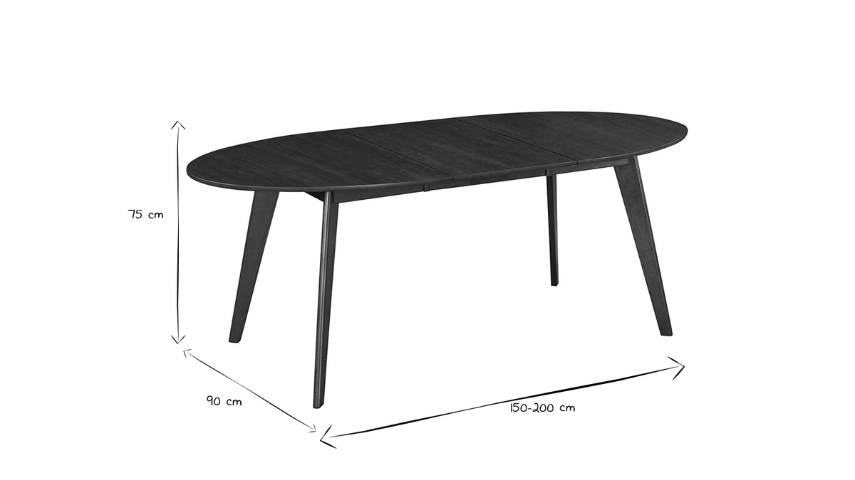 Table à manger extensible ovale en bois foncé L150-200 MARIK