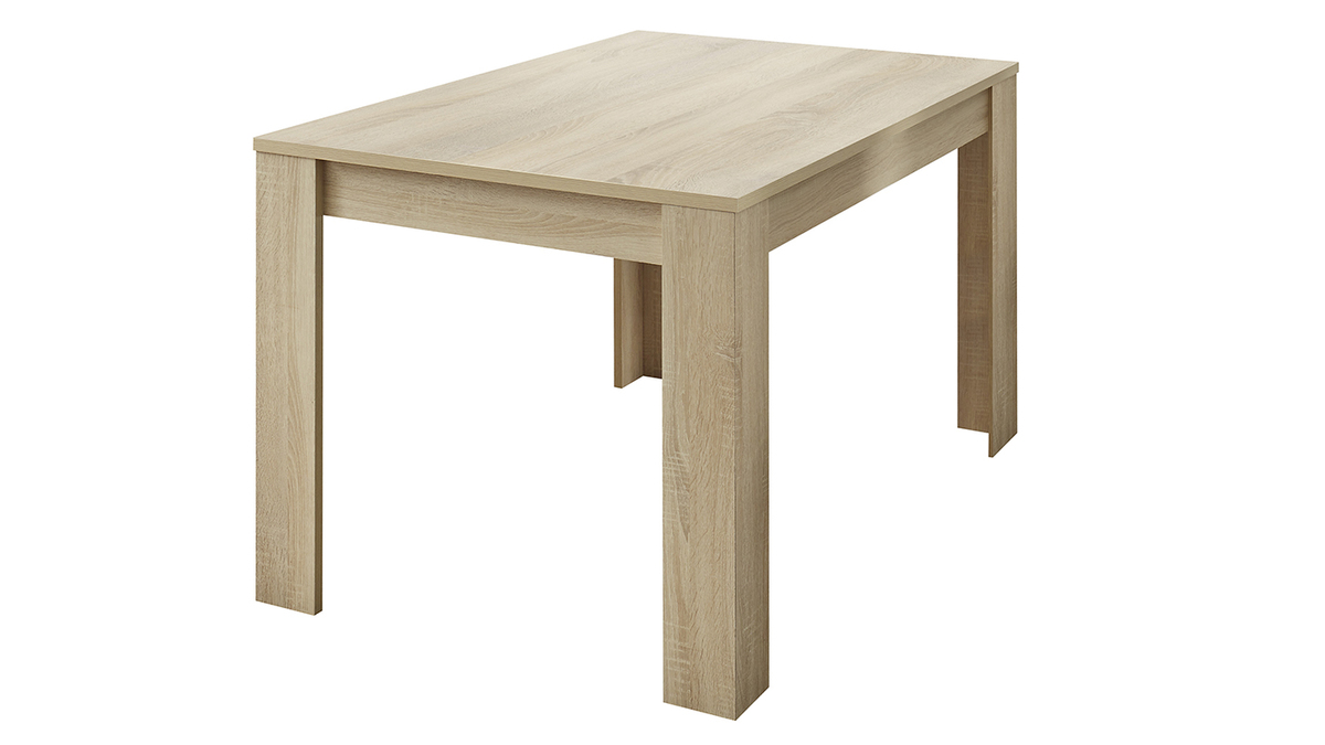 Table à manger extensible plaquée chêne clair rectangulaire L137-185 cm KOFI