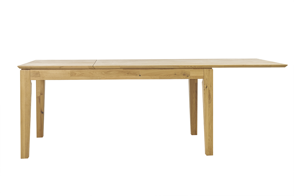 Table � manger extensible rectangulaire en bois clair ch�ne massif L160-220 cm YULIA