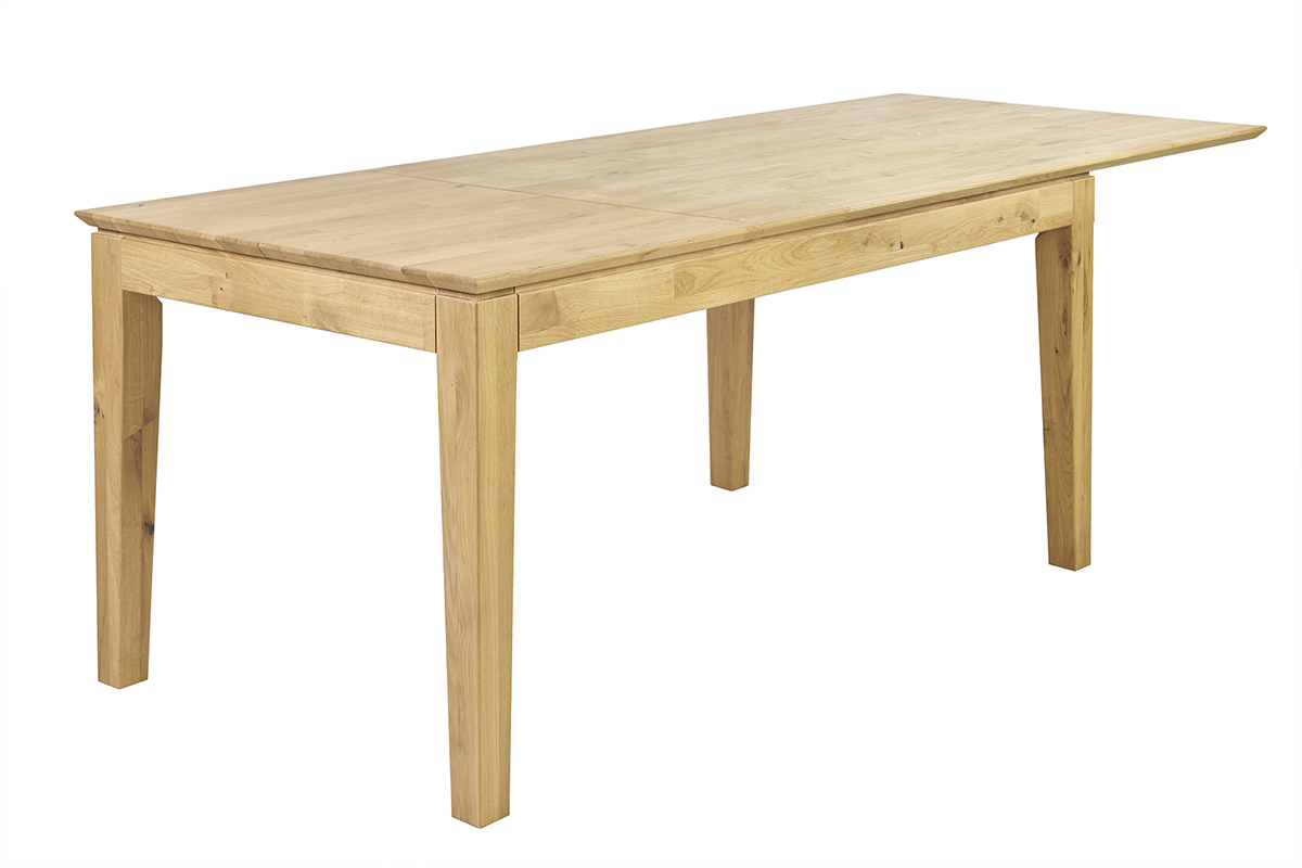 Table � manger extensible rectangulaire en bois clair ch�ne massif L160-220 cm YULIA