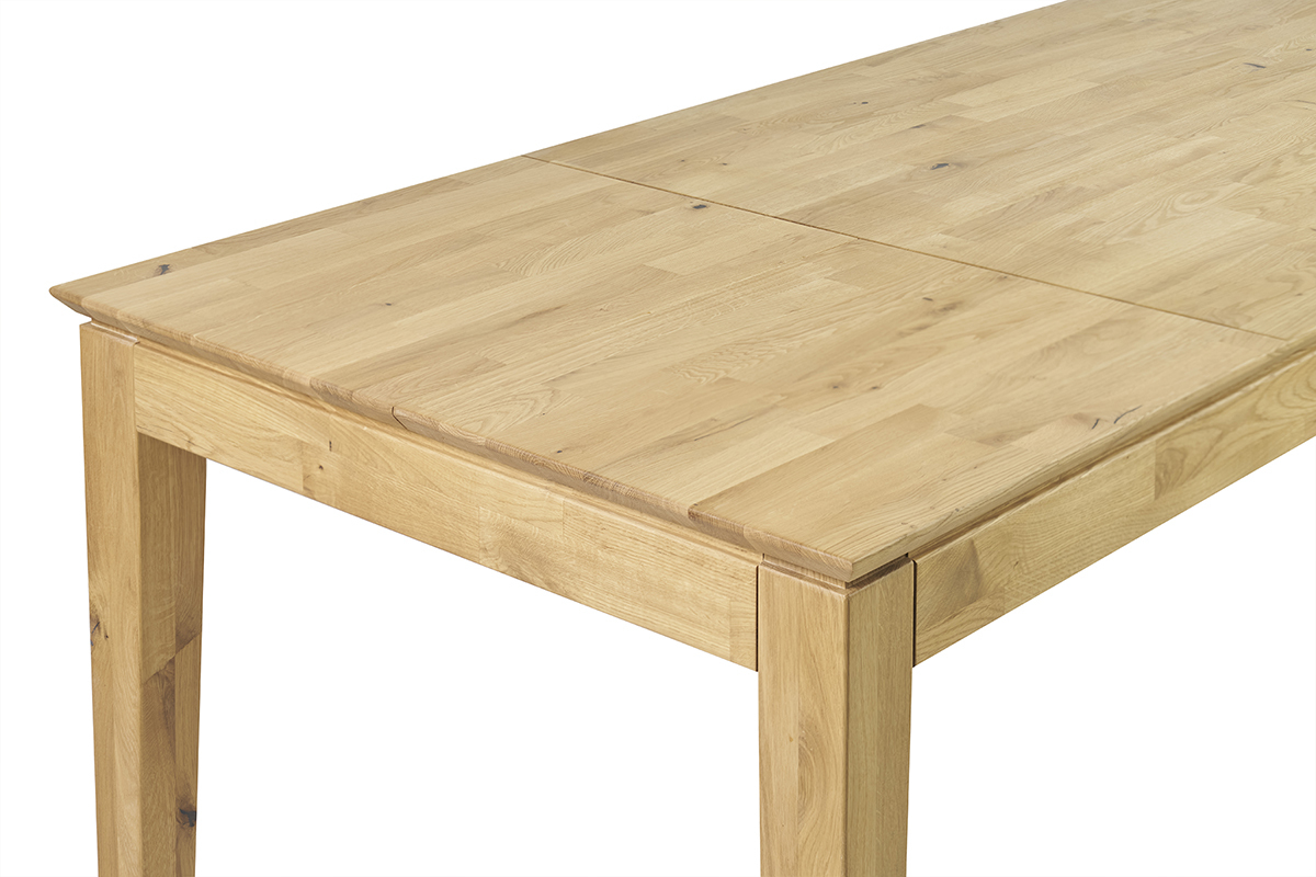 Table � manger extensible rectangulaire en bois clair ch�ne massif L160-220 cm YULIA