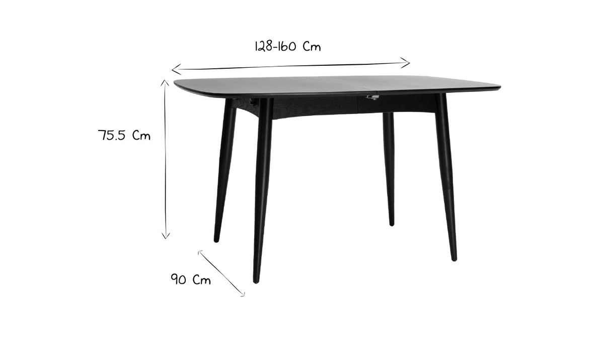 Table à manger extensible rectangulaire en bois foncé L130-160 cm NORDECO
