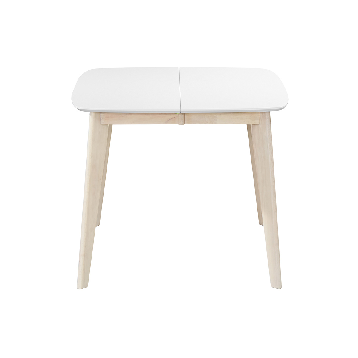 Table à manger extensible scandinave carrée blanche et bois L90-130 cm LEENA vue1