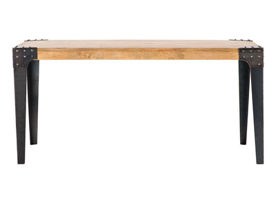Table à manger industrielle acier et bois manguier massif L160 cm MADISON