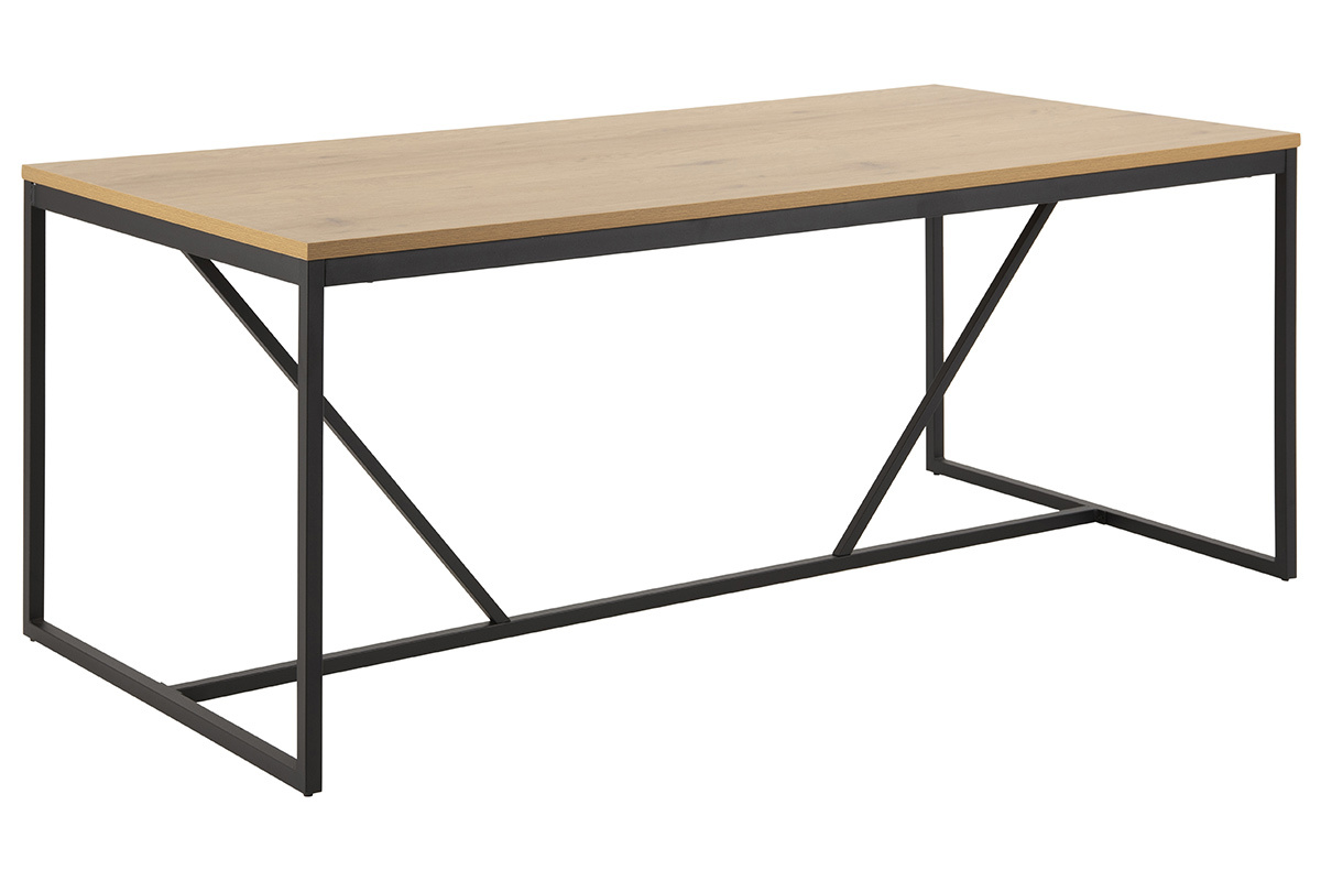 Table � manger industrielle m�tal et bois L180 cm TRESCA