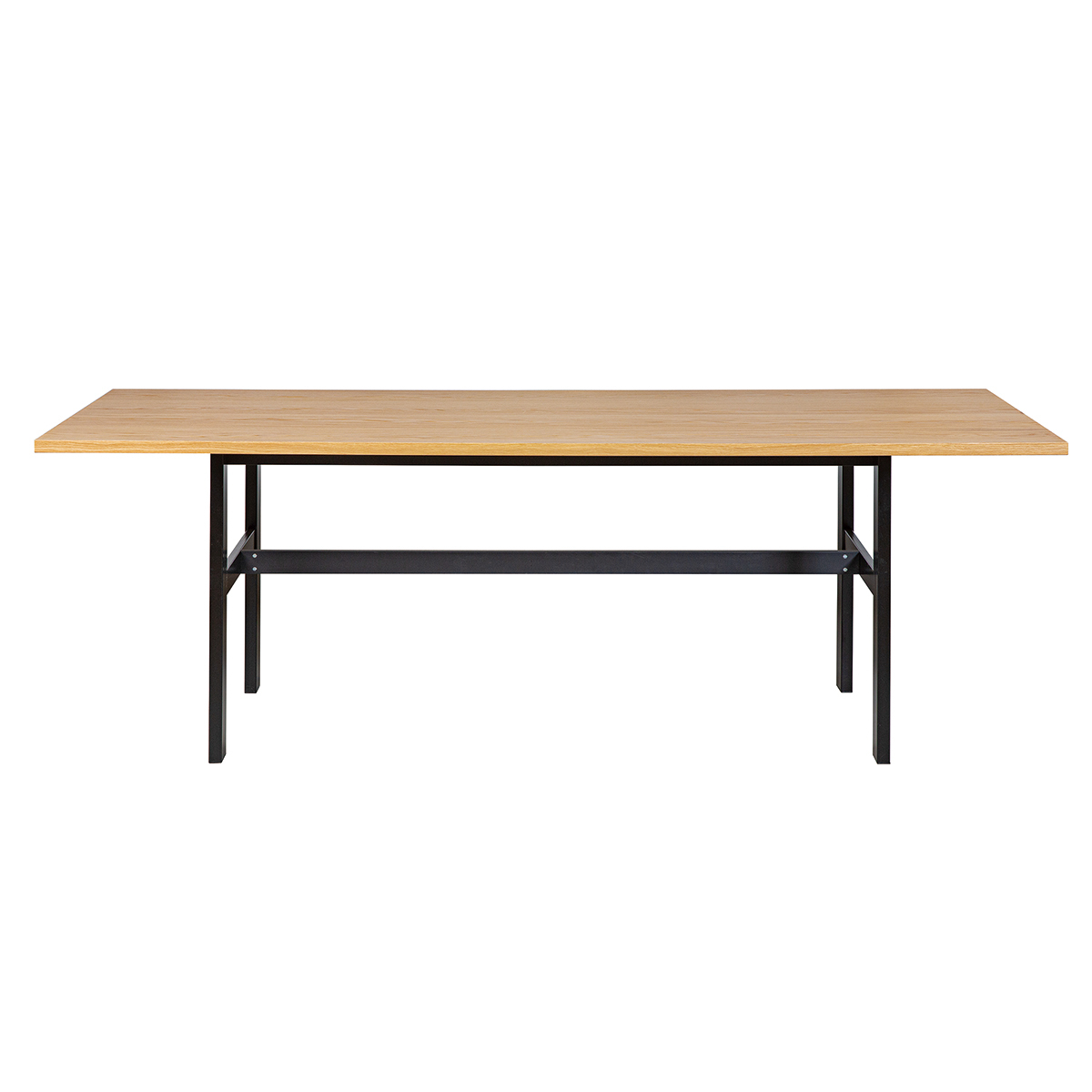 Table à manger industrielle placage chêne et métal noir rectangulaire L230 cm HILBA vue1