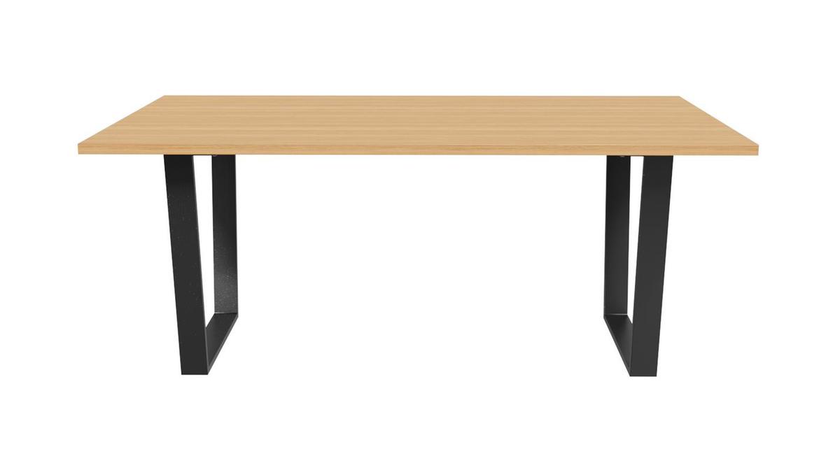 Table à manger industrielle placage chêne et pieds en métal noir L180 cm VALDA