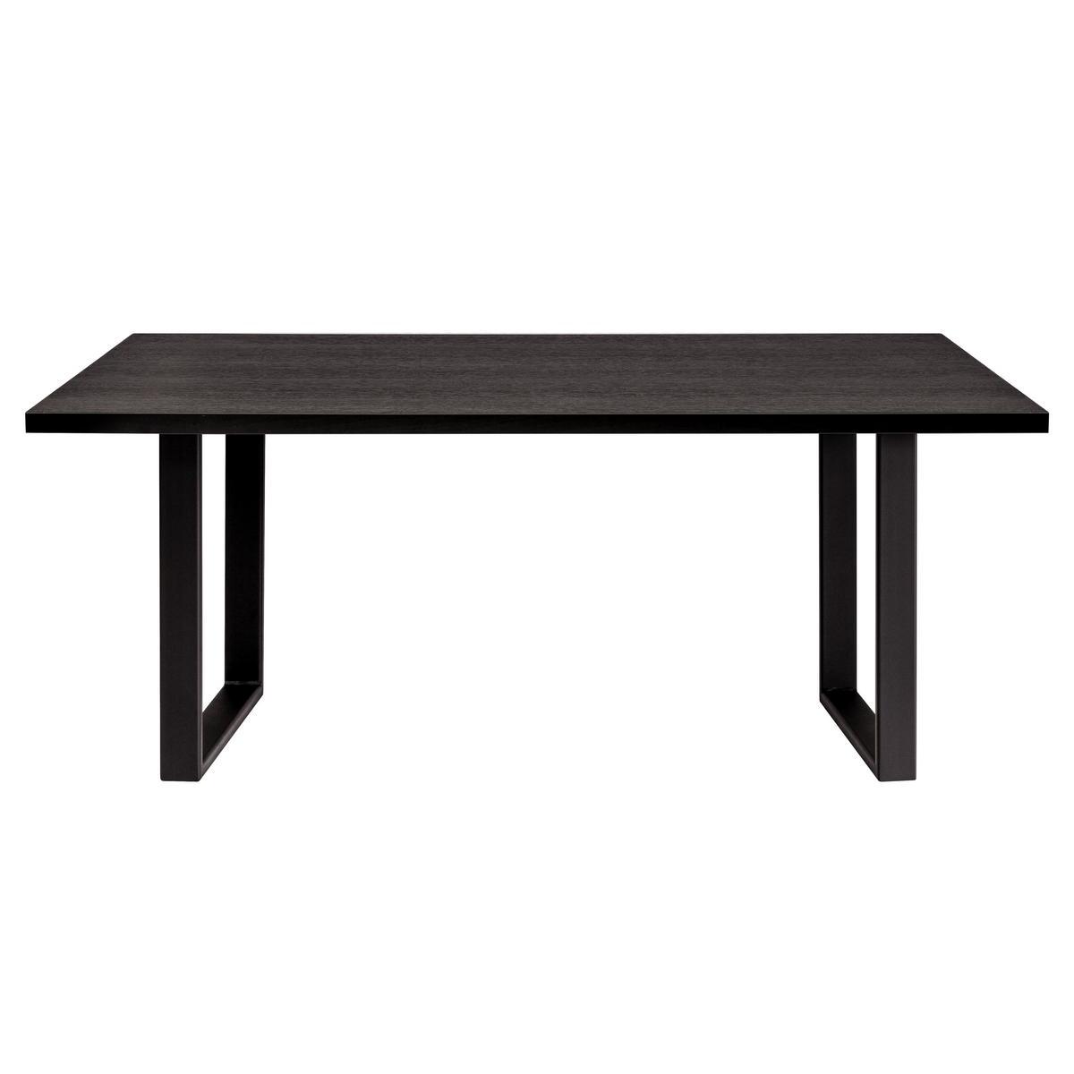 Table à manger industrielle placage chêne noir et pieds en métal noir L180 cm VALDA vue1