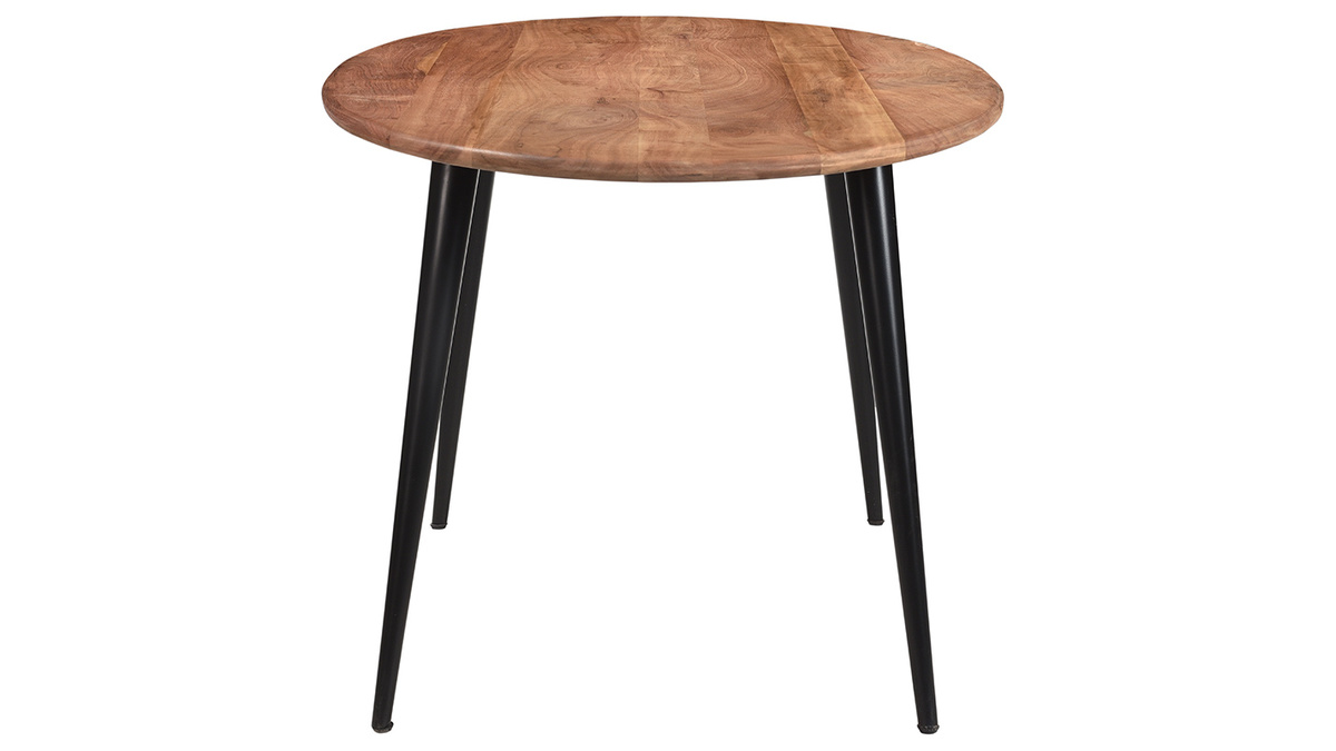 Table à manger ovale en bois massif et métal noir L160 cm OBALI
