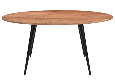 Table à manger ovale en bois massif et métal noir L160 cm OBALI