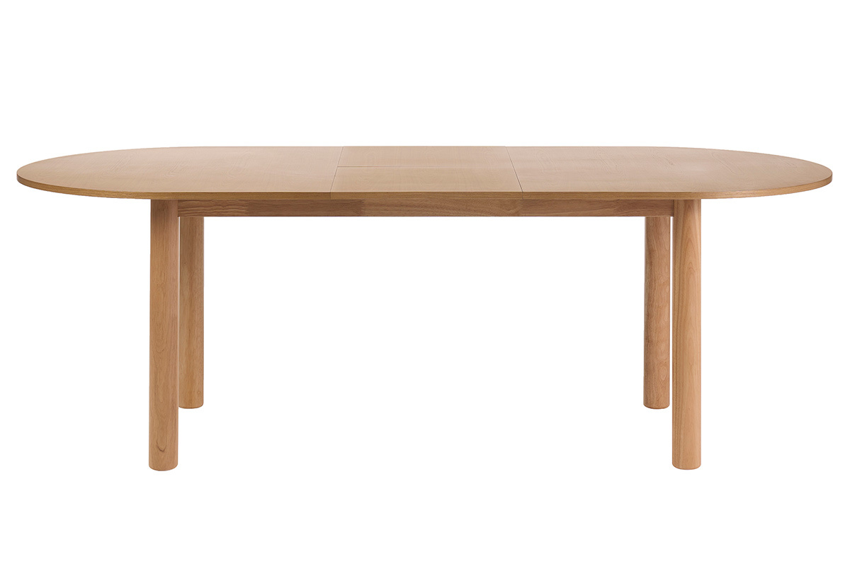 Table ovale extensible en bois clair fr�ne, vue de face, L180-230 cm, mod�le CLAUDIE.