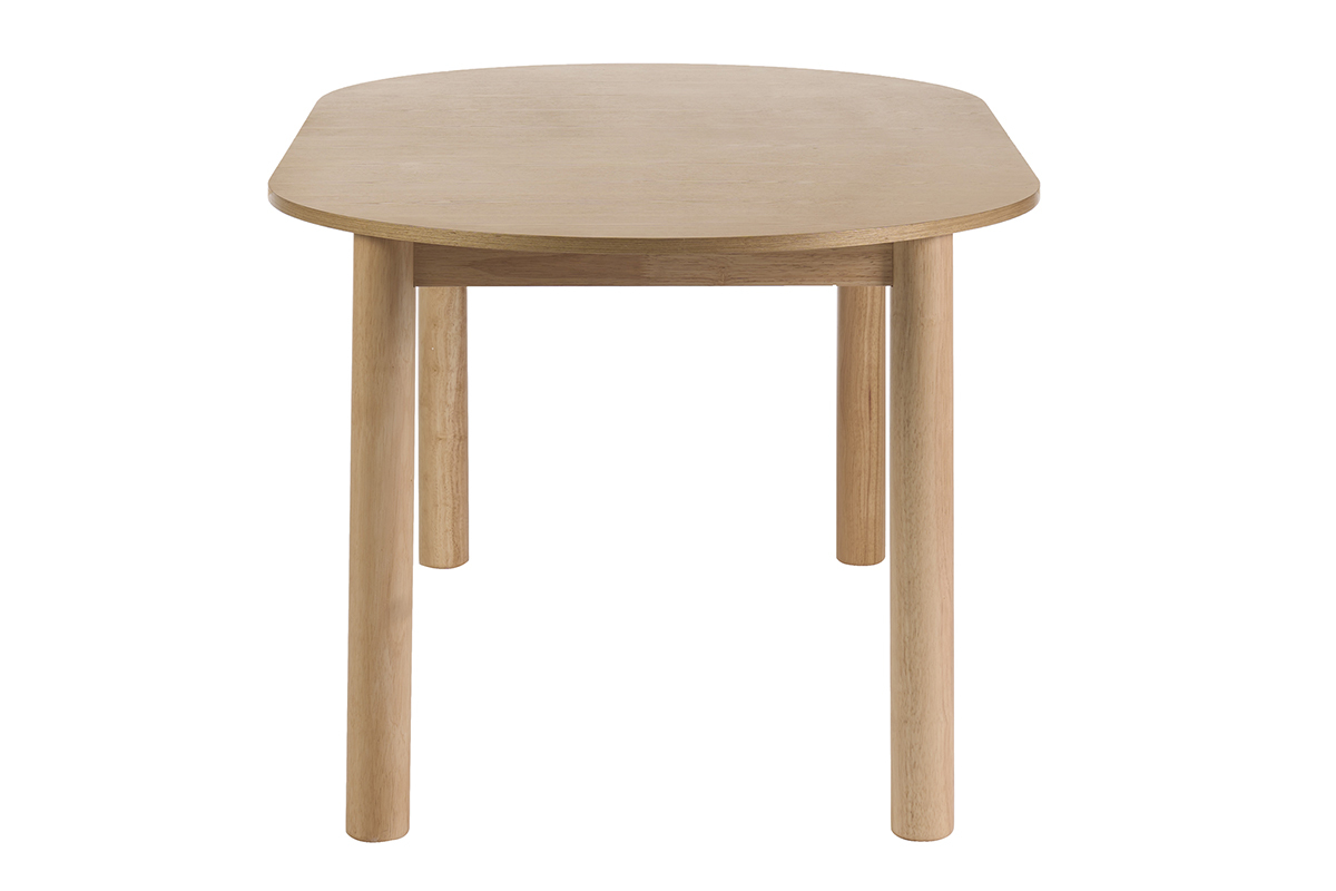Table � manger ovale extensible en bois clair fr�ne, vue de profil.