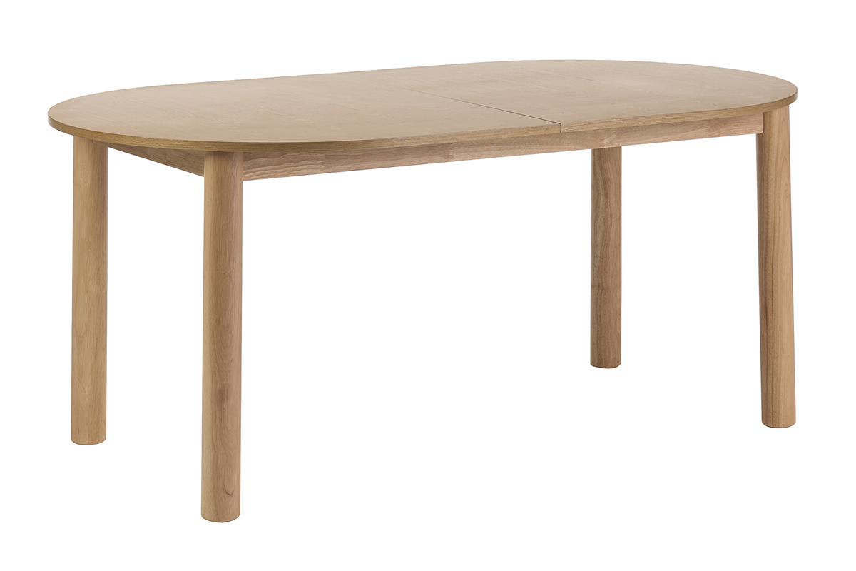 Table � manger ovale extensible en bois clair fr�ne, vue de 3/4, dimensions L180-230 cm