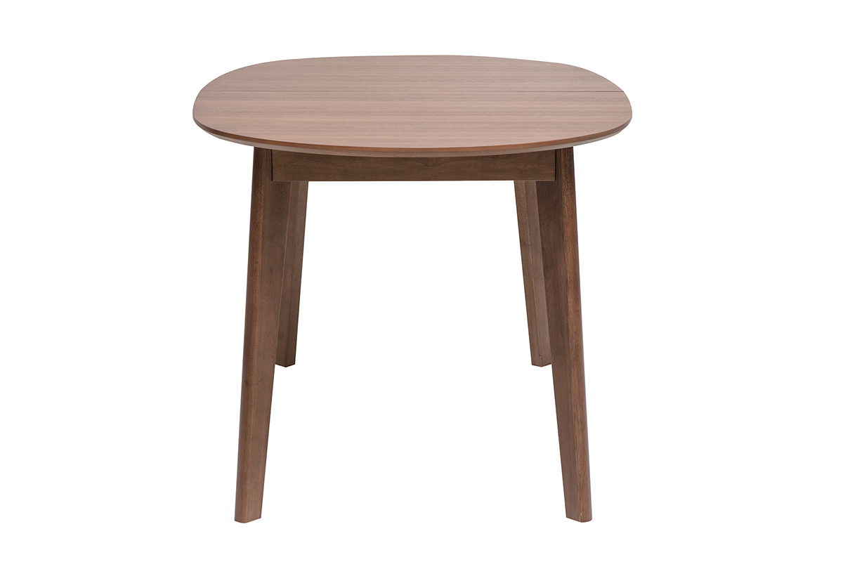 Table � manger ovale extensible en bois fonc� noyer, vue de profil