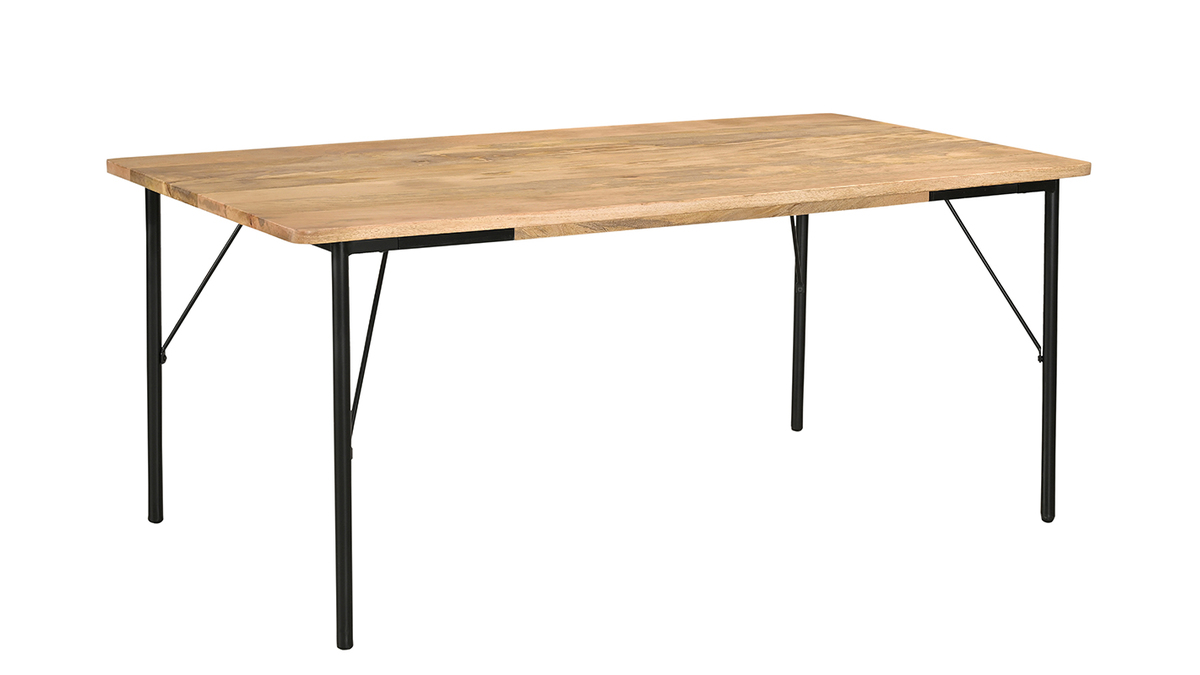 Table  manger rectangulaire en bois manguier massif et mtal noir L180 cm JUDE