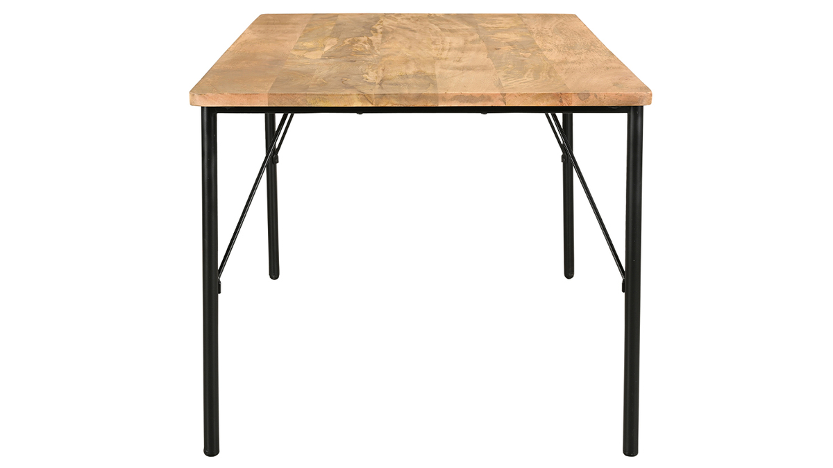 Table  manger rectangulaire en bois manguier massif et mtal noir L180 cm JUDE