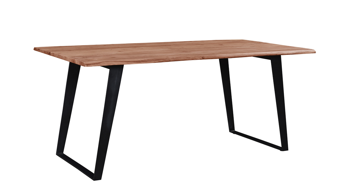 Table  manger rectangulaire en bois massif et mtal noir L175 cm KORA