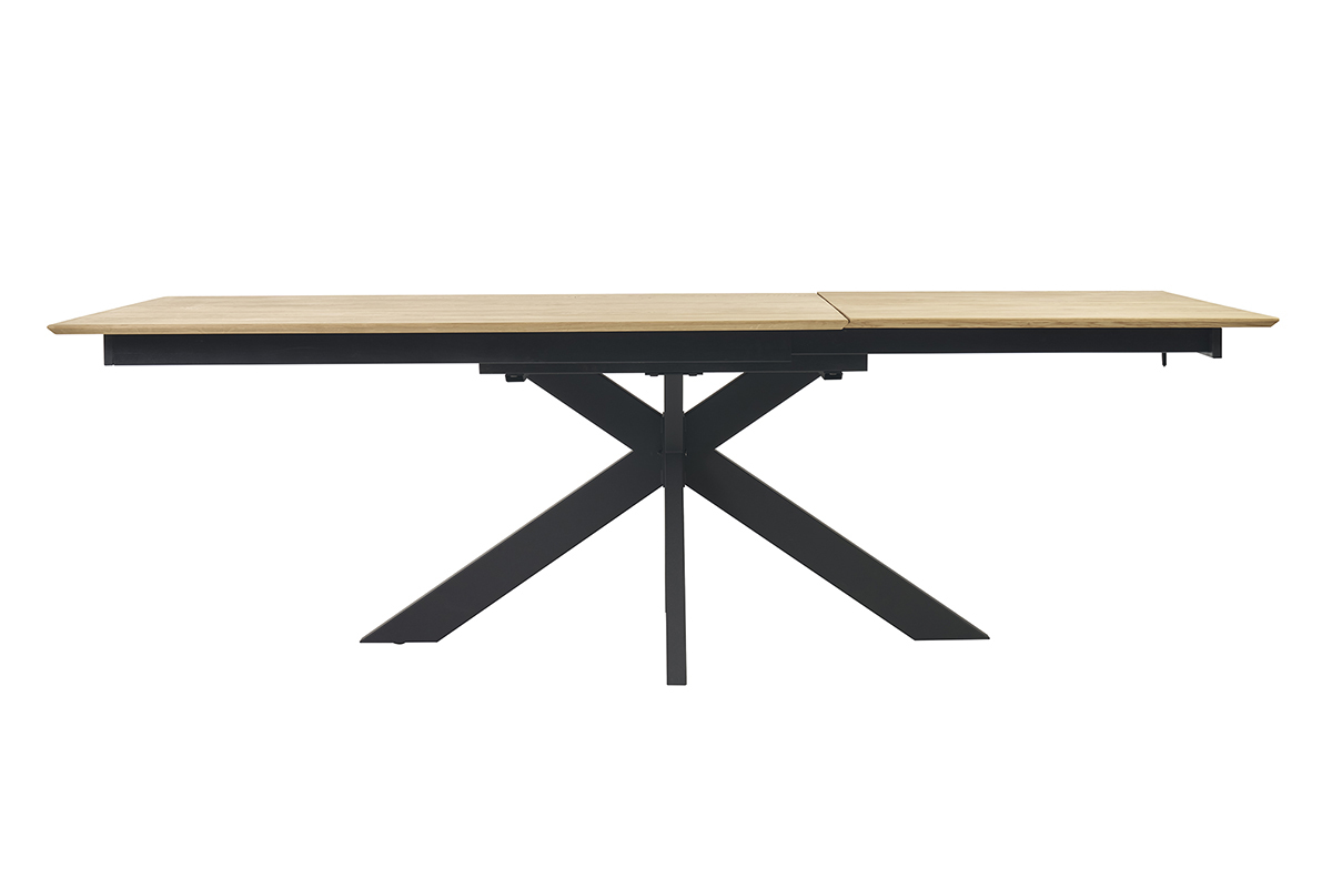 Table � manger rectangulaire extensible rallonge int�gr�e en bois clair ch�ne massif L160-245 cm AGATA
