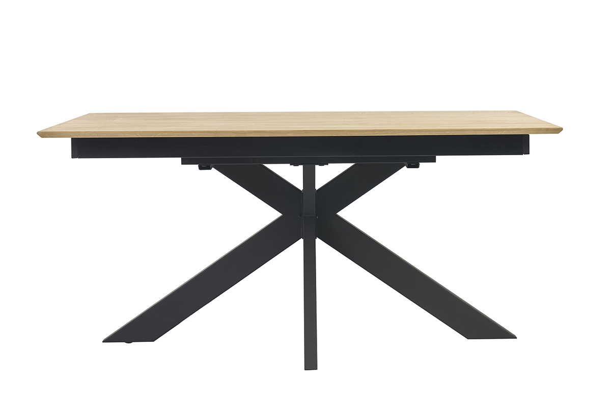 Table � manger rectangulaire extensible rallonge int�gr�e en bois clair ch�ne massif L160-245 cm AGATA
