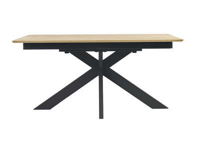 Table à manger rectangulaire extensible rallonge intégrée en bois clair chêne massif L160-245 cm AGATA