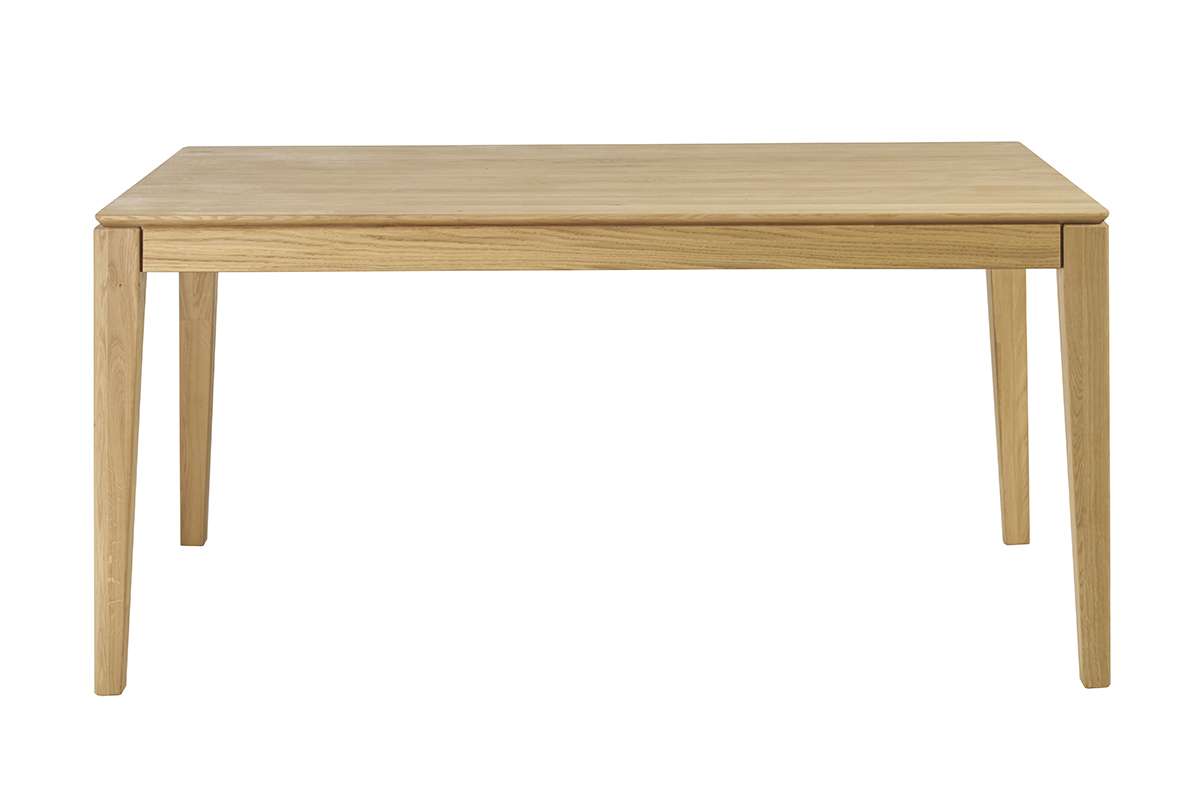 Table  manger rectangulaire en chne clair, vue de face, design pur.