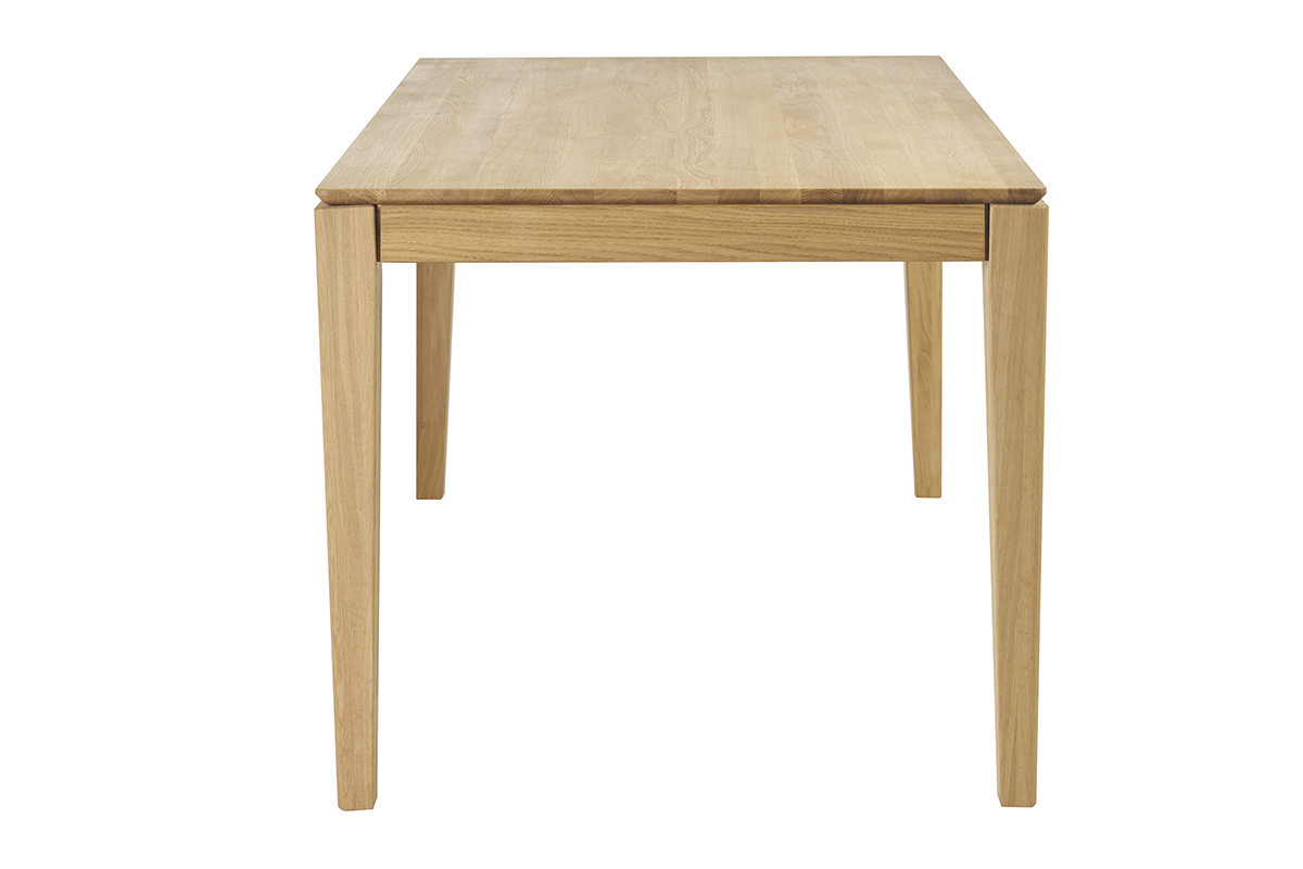 Table � manger rectangulaire extensible rallonge int�gr�e en bois clair ch�ne massif L160-245 cm NELYA