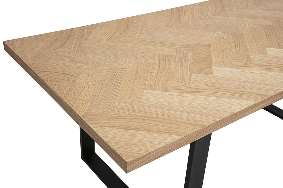 Table  manger rectangulaire finition bois chne et mtal noir L200 cm MAGDA