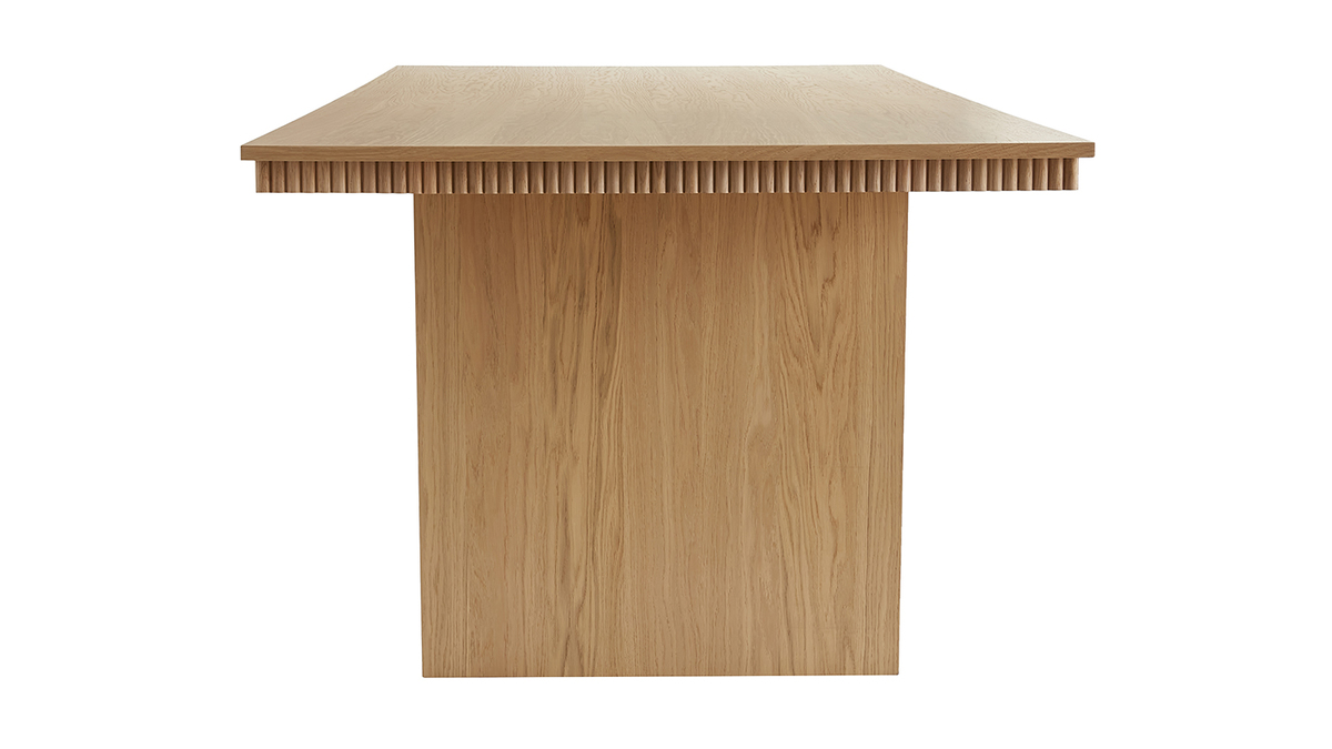 Table à manger rectangulaire gravée en bois clair chêne L200 cm EVASION