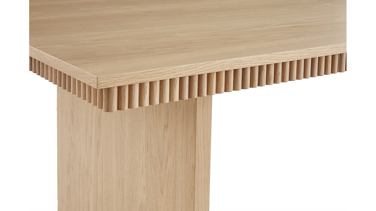 Table à manger rectangulaire gravée en bois clair chêne L200 cm EVASION