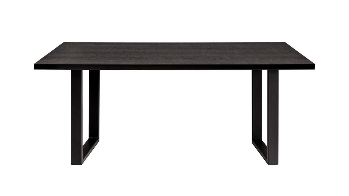 Table à manger rectangulaire industrielle bois noir et métal noir L180 cm VALDA