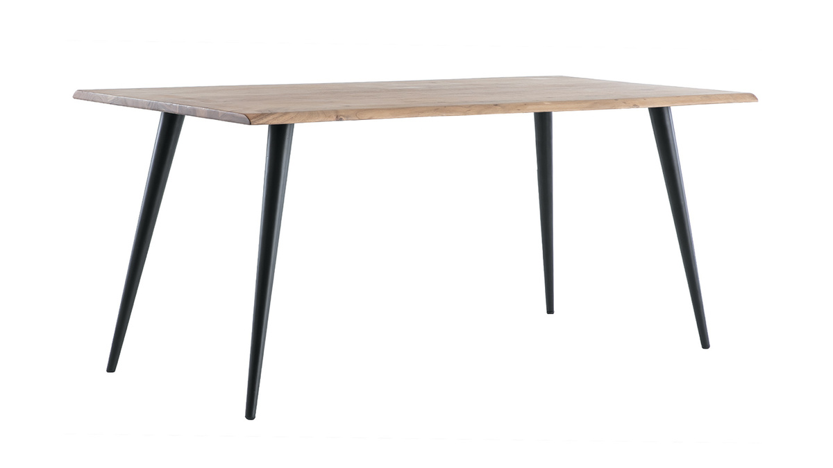 Table à manger rectangulaire industrielle en bois massif et métal noir L175 cm EDGE