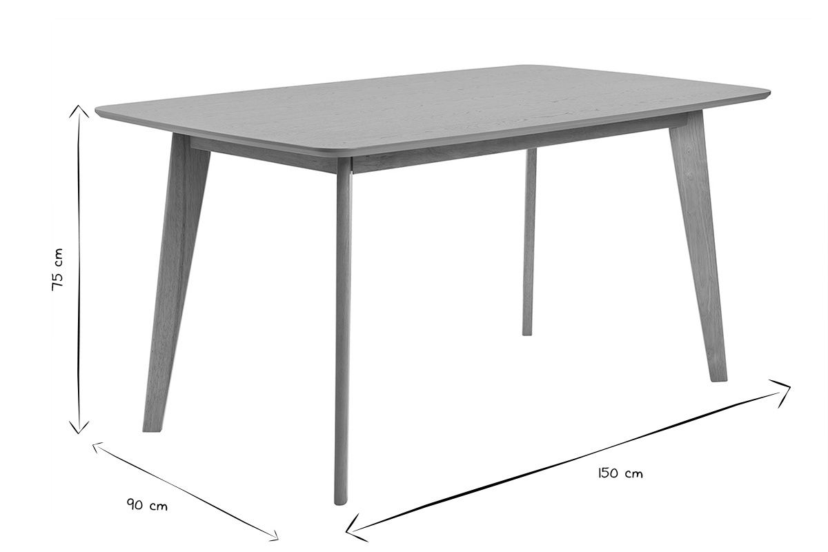 Table  manger rectangulaire scandinave bois clair chne L150 cm LEENA
