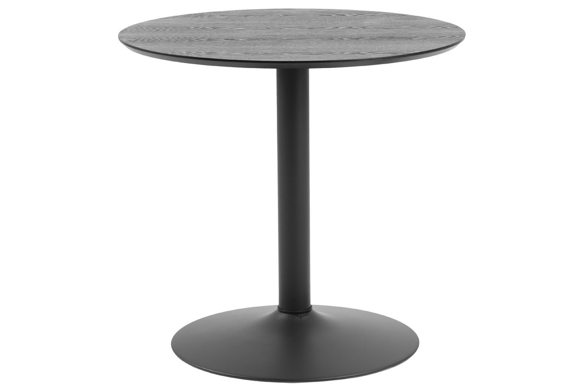 Table � manger ronde bois noir et m�tal D80 cm KALI