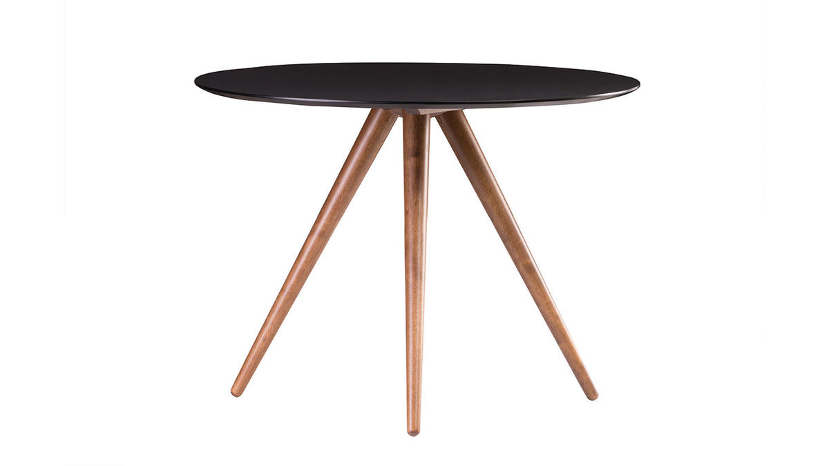 Table à manger ronde design noyer et noir D106 cm WALFORD
