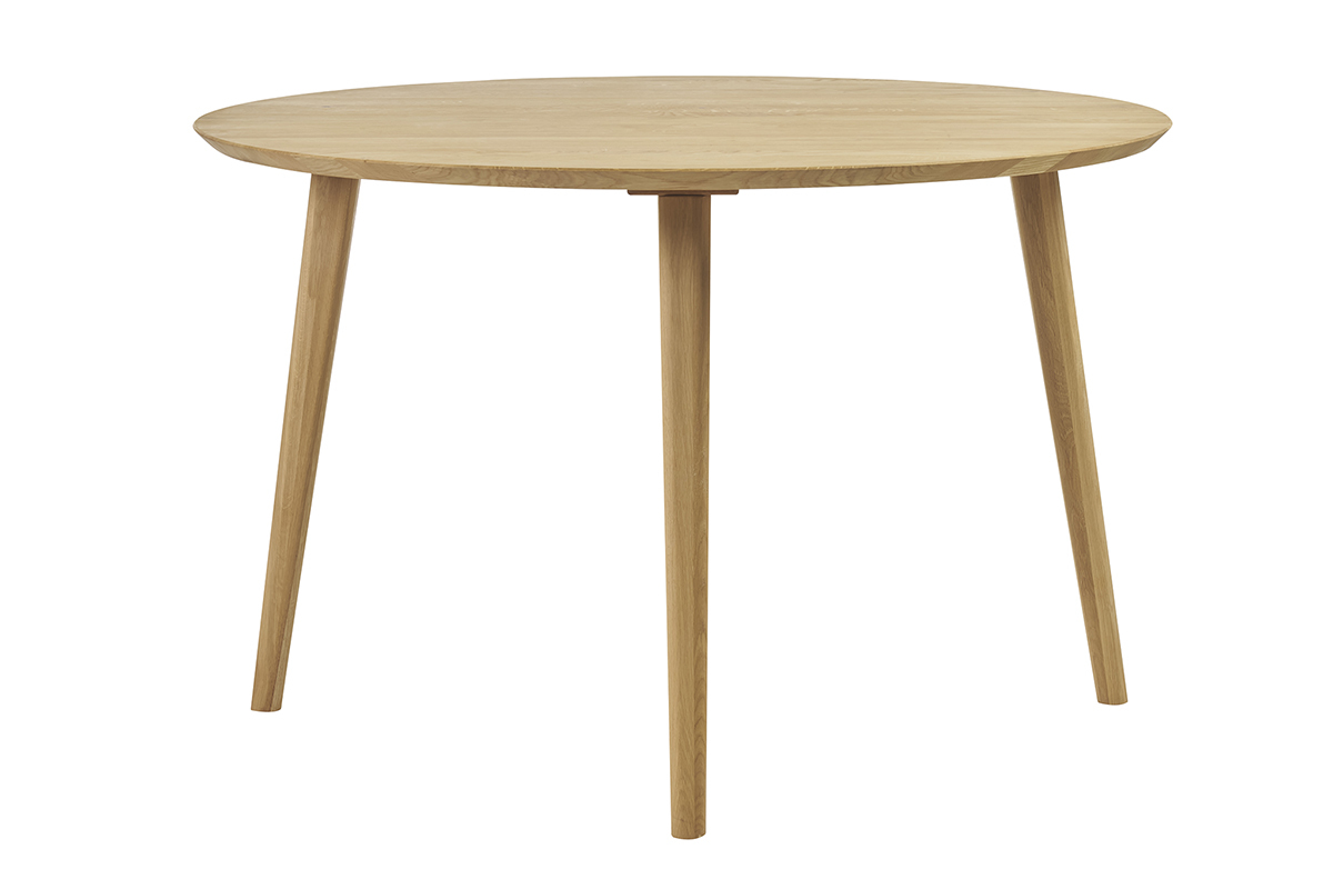 Table � manger ronde en bois clair ch�ne massif D120 cm OKSANA
