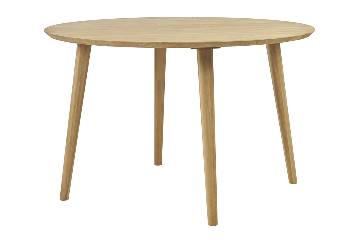 Table � manger ronde en bois clair ch�ne massif D120 cm OKSANA