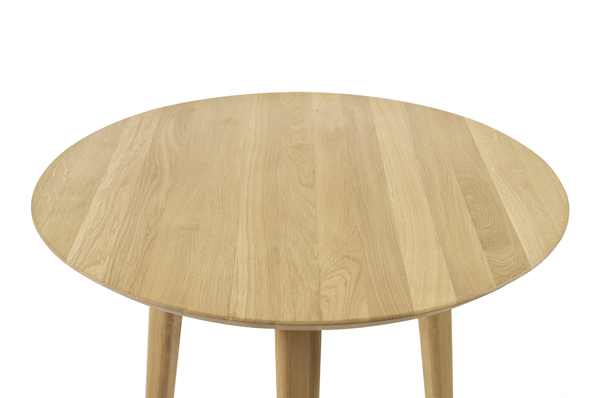 Table ronde en ch�ne massif D75 cm, vue de dessus.