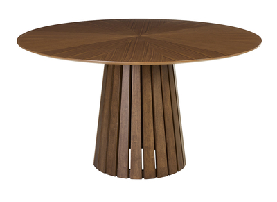 Table &agrave; manger ronde en bois fonc&eacute; noyer D137 cm DITA