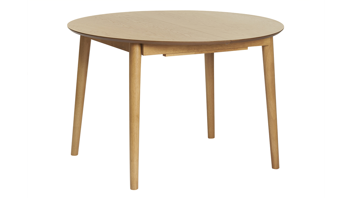 Table à manger ronde extensible en bois clair chêne L115-154 cm EGO