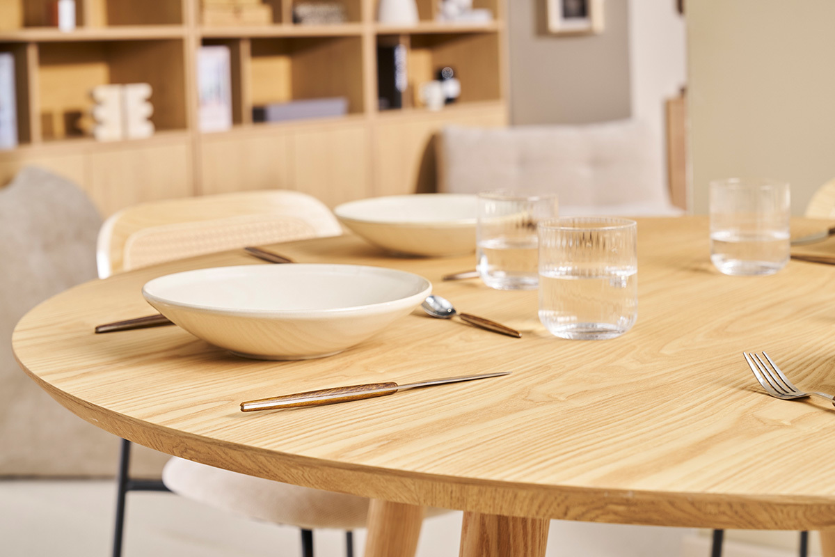 Table  manger ronde frne D120 cm LIVIA