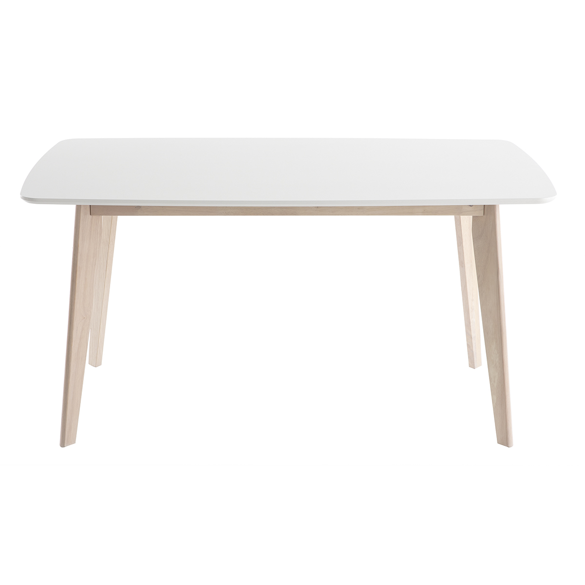 Table à manger scandinave blanc et bois clair rectangulaire L150 cm LEENA vue1