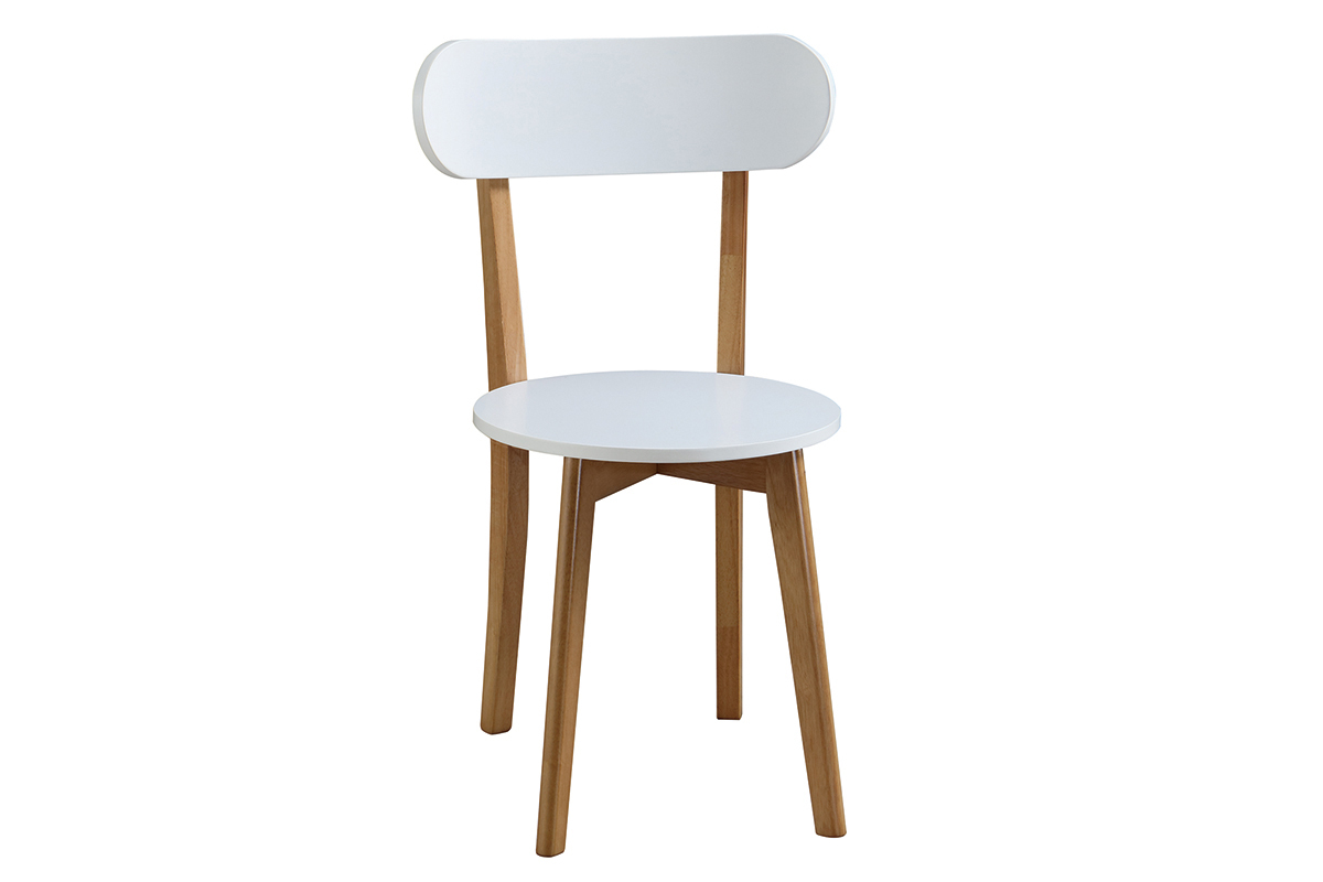Table � manger scandinave et 4 chaises blanc et bois LEENA