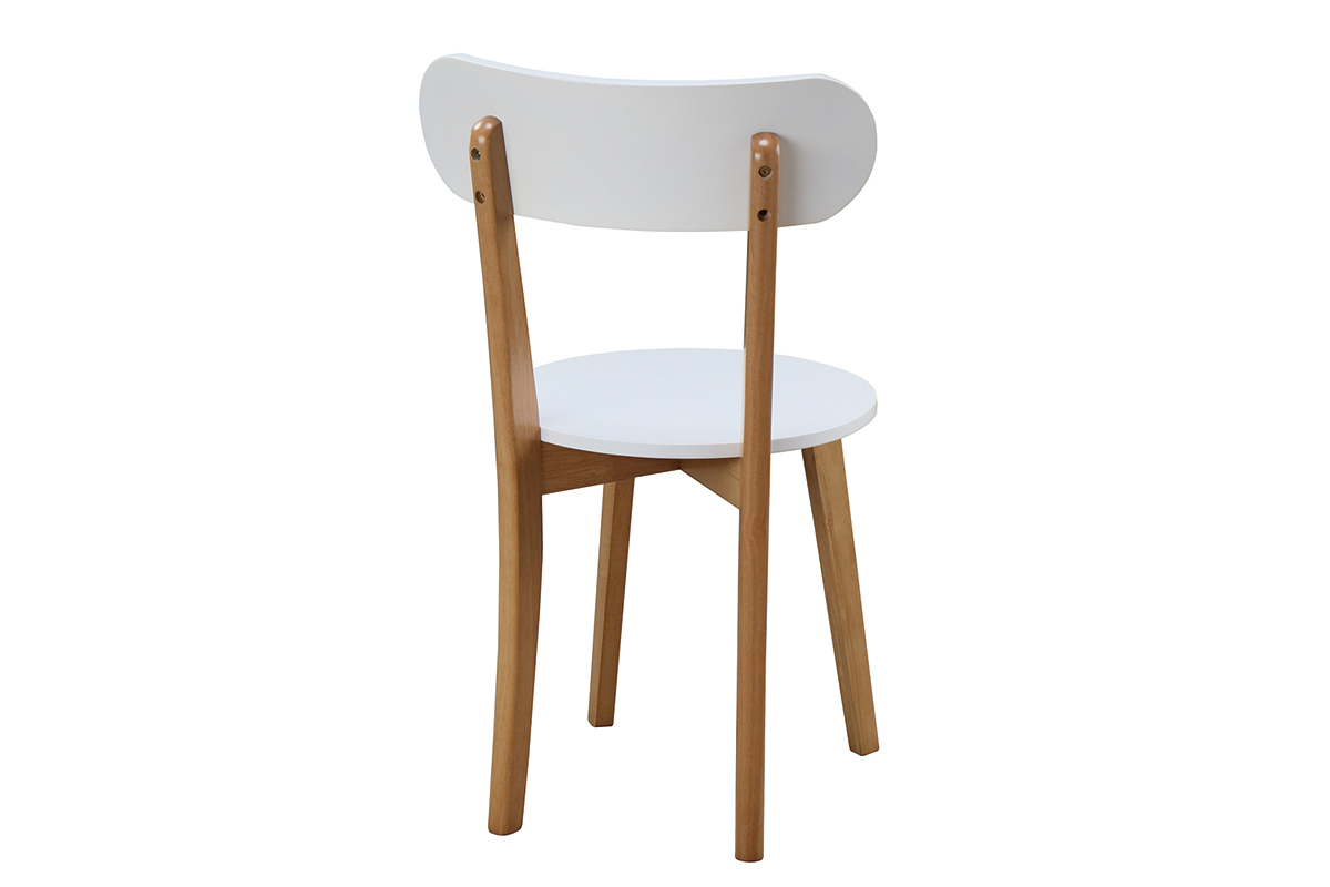 Table � manger scandinave et 4 chaises blanc et bois LEENA