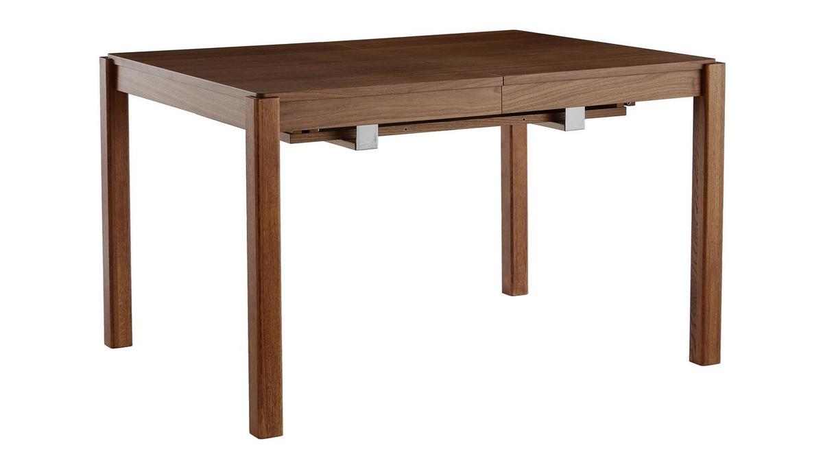 Table à manger scandinave extensible bois foncé noyer rectangulaire L125-238 cm AGALI
