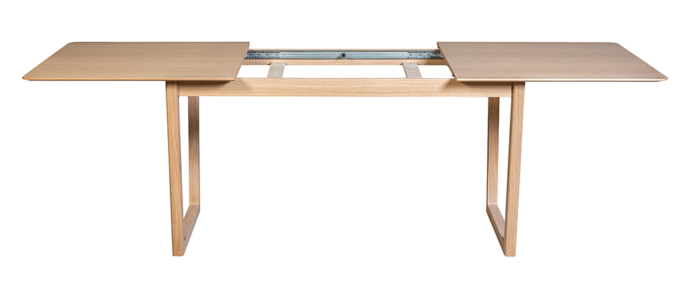 Table à manger scandinave extensible placage chêne rectangulaire L160-240 cm LAHO